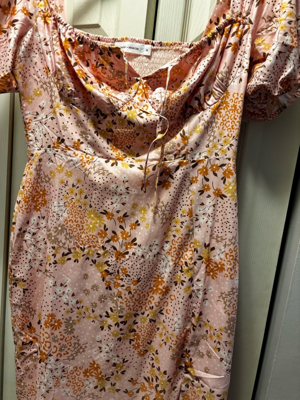 Spring and Mercer Women’s Floral Midi Dress in Blush Pink